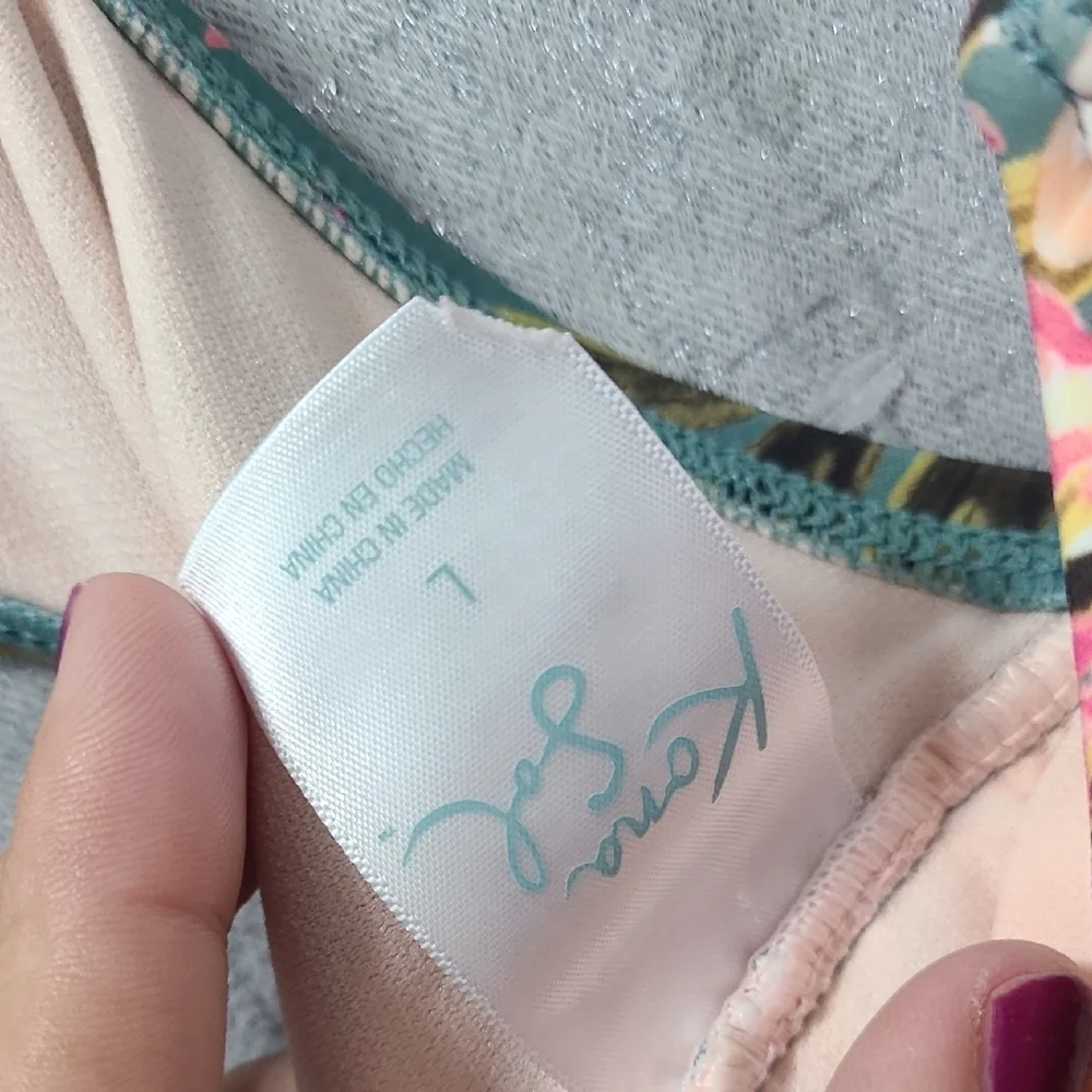 Kona Sol Floral One‎ Piece Swimsuit - Green and Pink Nowt